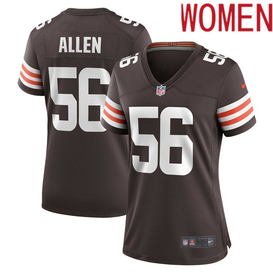 Women Cleveland Browns #56 Dakota Allen Nike Brown Game Player NFL Jersey